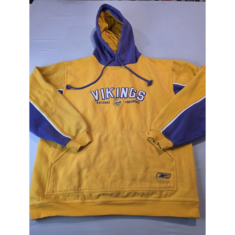 Vintage‎ Minnesota Vikings Reebok Mens M Hooded Sweatshirt  Embroidered Logo